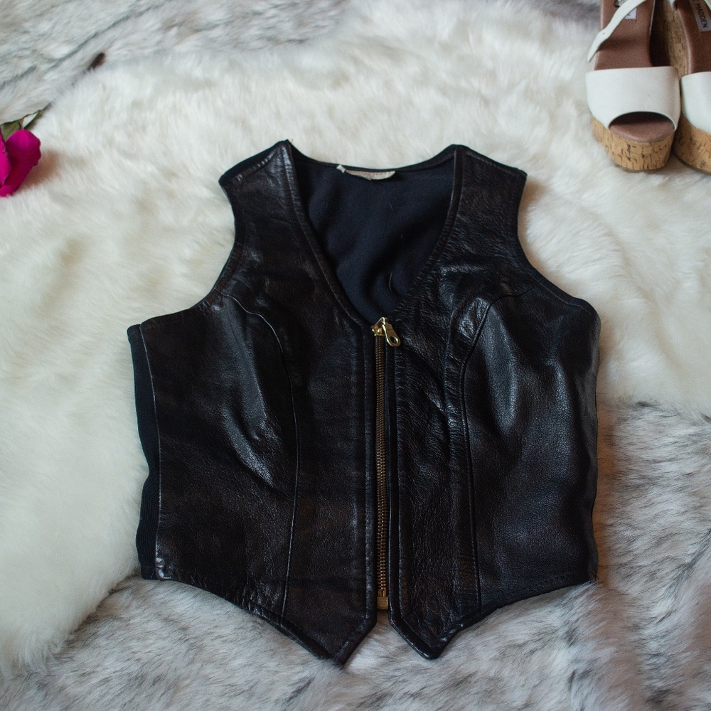 Henri Bendel Black Leather Vest